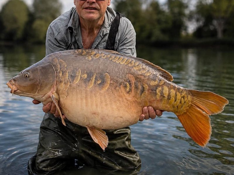 A tagged mirror carp